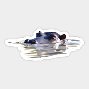 Simple Swimming Hippo Sticker